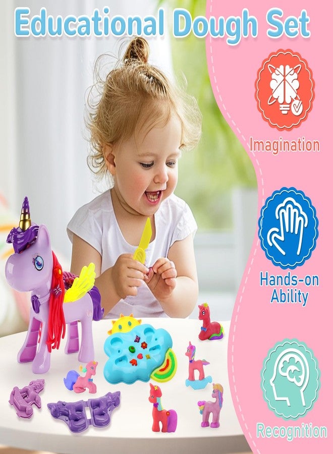Crelloci Unicorn Color Dough Sets for Kids Ages 4-5, 30 PCS Play Color Dough Tools Kit for Toddlers Ages 3+, Unicorn Hair Salon Creation Dough Toys for Girls Birthday Gifts - Image 5